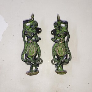 Kathak Woman Theme Grab Door Pulls Set | Pure Brass Dancing Lady Door Handle Decoration Hardware