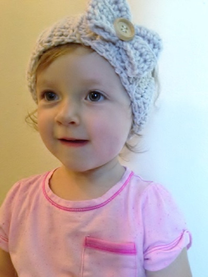 Crocheted Headbands for Little Girls with Button and Bow Etsy