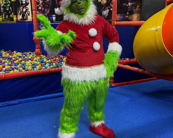 Grinch Mascot Costume, Green Christmas Character Costume, Adult Holiday Mascot, Christmas Party Costume, Santa Grinch Outfit