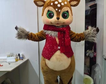 Christmas Reindeer Mascot, Cute Deer Costume, Xmas Party Mascot, Winter Event Costume