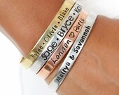 Gifts for Mom - Personalized Hand Stamped Message Jewelry - Mantra Bracelet - Custom Bracelet - Name Engraved Cuff - Expressions Bracelets