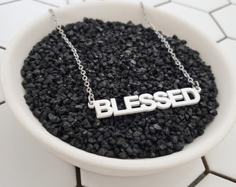 Inspirational Word Mantra Necklace, Christian Jewelry for Her, Affirmation Jewelry, Encouragement Necklace, Blessed Jewelry for Her