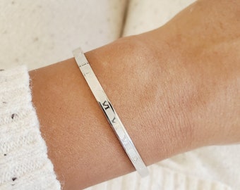 Dainty Silver Bangle, Modern Roman Numeral Jewelry, Stackable Bracelets, Unique Gifts for Her, Minimalist Jewelry, Mother's Day Gift Idea