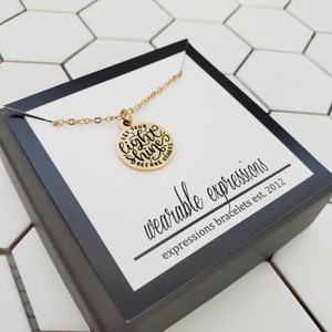 Motivational Quote Necklace, Let Your Light Shine Charm Necklace, Encouragement Jewelry, Gold Necklace, Friend Bible Verse Gift Idea for Her image 5