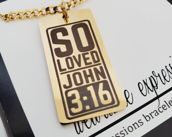 Juan 3:16 Collar de encanto del versículo bíblico, collar inspirador, joyería de las Escrituras para ella, idea de regalo de hermana cristiana para amiga, regalo de madres