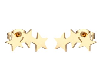 Stars Ear Crawler Gold Earrings, Earrings Gift for Sisters, Dainty Minimalist Studs, Constellation Stars, Star Symbol Gifts for Her