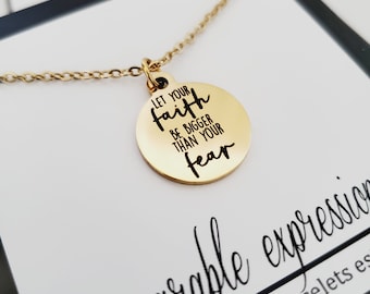 Faith Inspired Charm Necklace, Encouragement Gift Idea, Christian Jewelry, Dainty Gold Necklace, Inspirational Gifts for Her, Friend Gifts