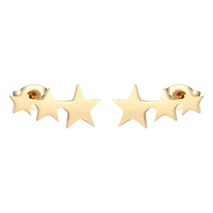 Shooting Stars Gold Earrings, Earrings Gift for Sisters, Dainty Minimalist Studs,  Constellation Star Earring Crawler, Gifts for Her