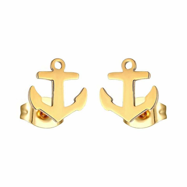 Dainty Gold Anchor Earrings, Symbol Earrings, Gold Anchor Stud Earrings, Gift of Hope, Minimalist Earrings Gifts for Her Under 10