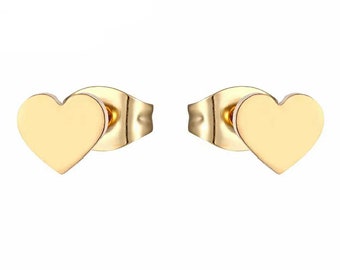 Tiny gold heart earrings, heart symbol earrings, gold heart studs, dainty earrings, minimalist earrings, Valentine's Day Gifts for Her