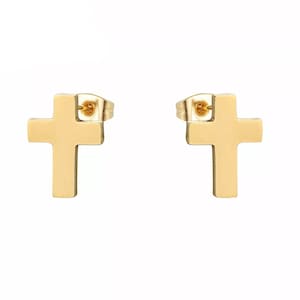 Christian Cross Earrings, Inspirational Gift Ideas, Symbol Gold Cross Stud Earrings, Dainty Silver Cross Earrings, Gifts for Her Under 10