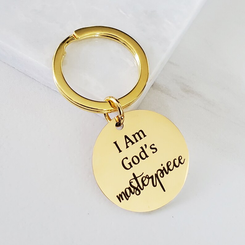 Bible Verse Quote Gold Key Chain God S Masterpiece Scripture Religious Mother S Day Ideas Key Ring Gifts Under 15 For Her Accessories Keychains Lanyards Valresa Com