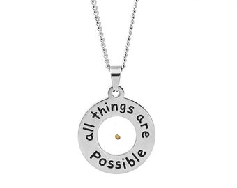 Silver All Things Are Possible, Mustard Seed & Faith Necklace, Christian Jewelry Gift Idea for Her, Encouragement Jewelry, Mother's Day Gift