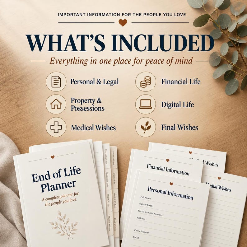 End of Life Planner Printable | Emergency Binder, Final Wishes ...