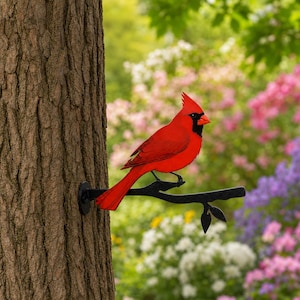 Gartenstecker mit Kardinal-Gedenkmotiv, Metall-Rotvogel-Sympathiegeschenk, Erinnerungsdekoration