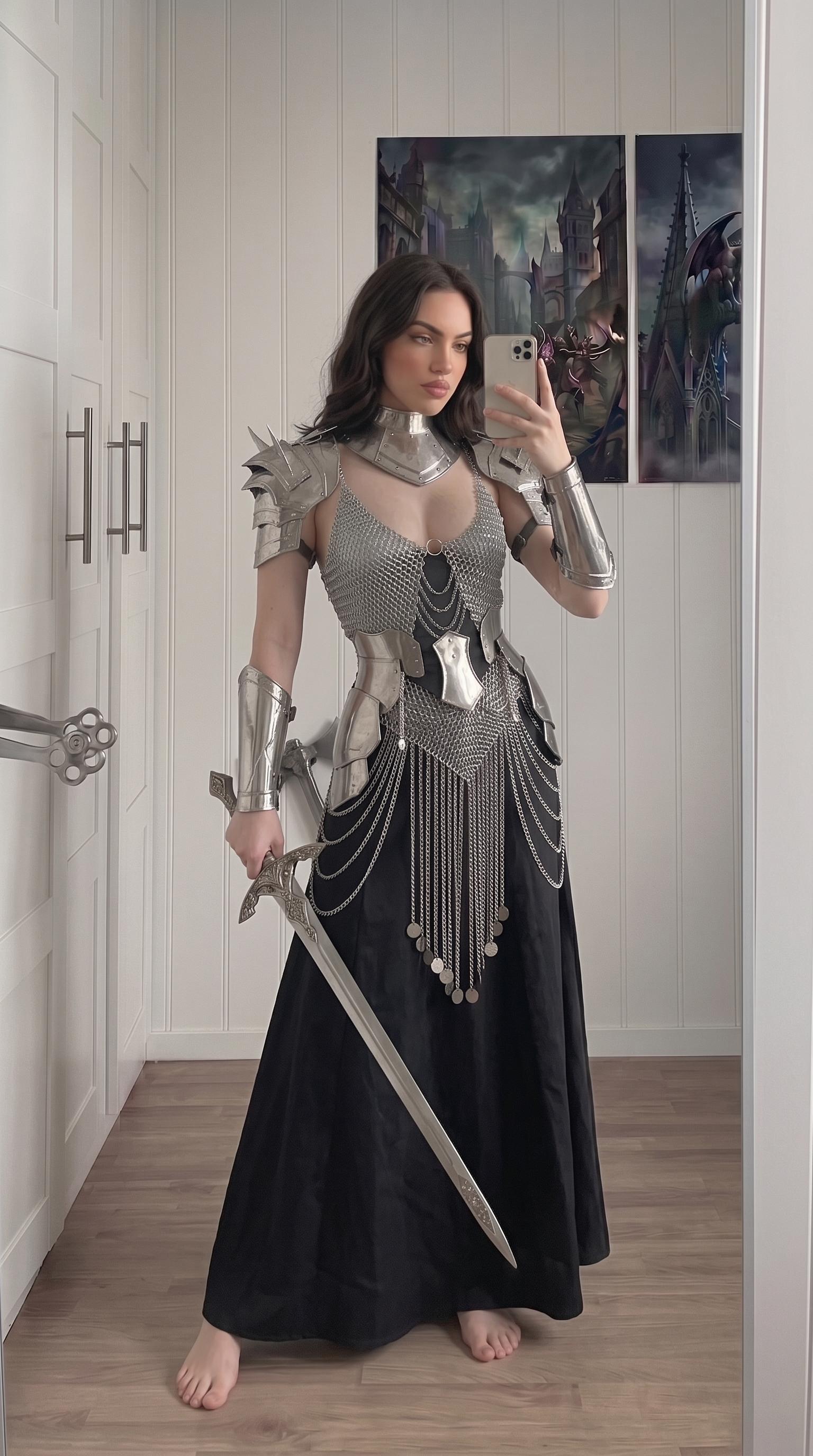 Female Chainmail Armor Set Medieval Warrior Cosplay Ren Faire LARP Fantasy Dress Armor