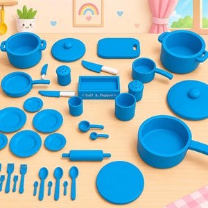 3D Kids Kitchen Play Set | Pretend Play Kitchen Set | Kids Cooking Set | Toy Kitchen Accessories | Imaginative Play Toy
