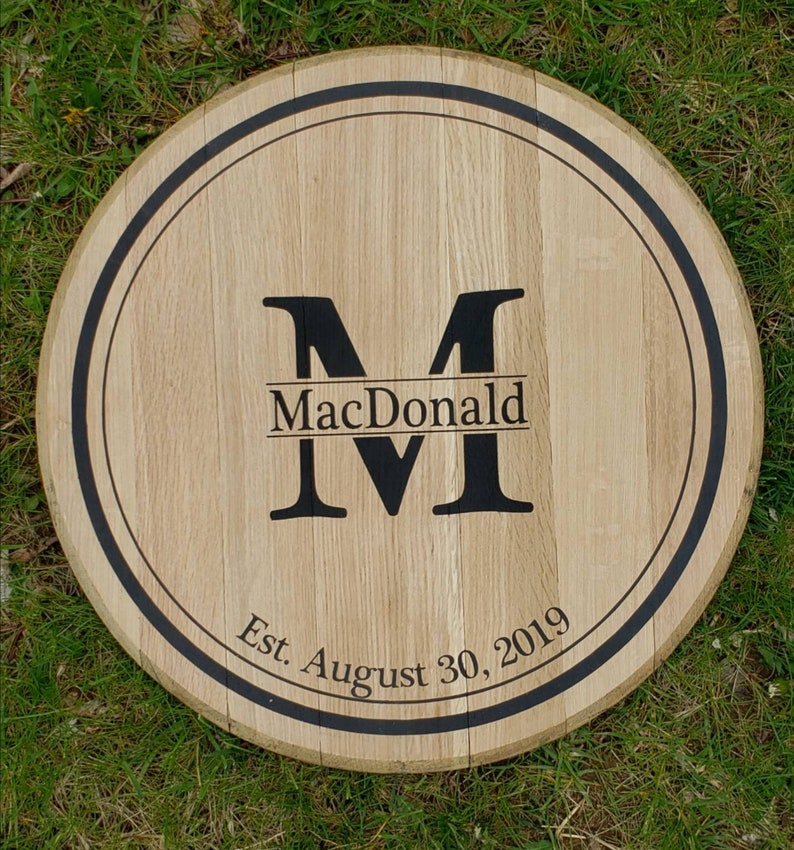 Bourbon Whiskey Barrel Head Wedding Guest Book image 6