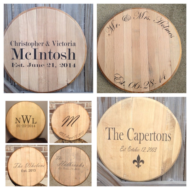 Bourbon Whiskey Barrel Head Wedding Guest Book image 4