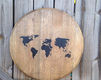 Bourbon whiskey map barrel top