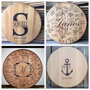 Bourbon Whiskey Barrel Head Wedding Guest Book image 1