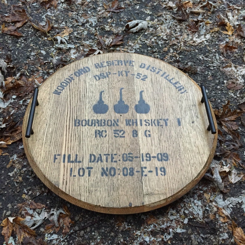 Woodford Reserve Bourbon Whiskey Barrel Head Serving Tray | Etsy