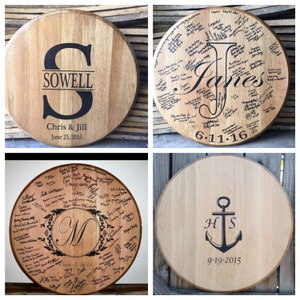 Bourbon whiskey Barrel top wedding guestbook