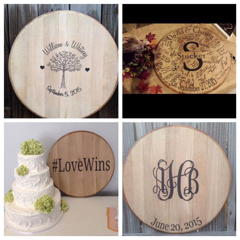 Bourbon Whiskey Barrel Head Wedding Guest Book image 5