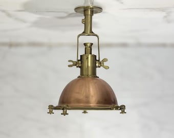 Rustic Copper Pendant Lamps, Warm Brass Finish, Dining Area Illumination, Timeless Home Decor