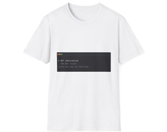 404 Motivation Not Found – Programmierer-T-Shirt, Hoodie & Tasse
