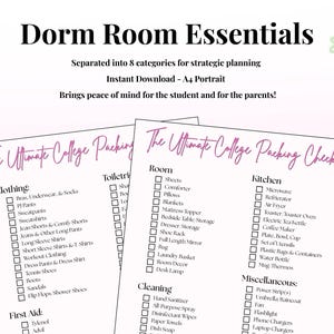 Complete College Packing List for Girls Pink Ultimate Dorm Room Checklist Students Essentials Dorm Decor