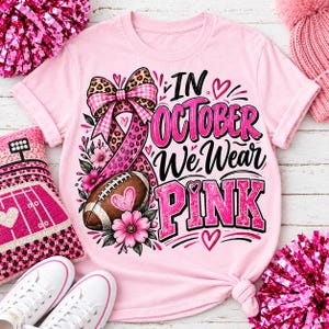 Roze T-shirt voor borstkankerbewustzijn, T-shirt met luipaardprint en lint, T-shirt met ruitjespatroon en strik, cadeau voor kankerbewustzijn in oktober, T-shirt met roze lint