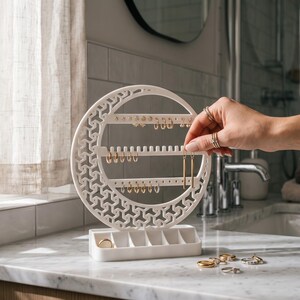 Organisateur de bijoux en forme de croissant de lune, décoration de coiffeuse céleste, support en PLA+ image 5