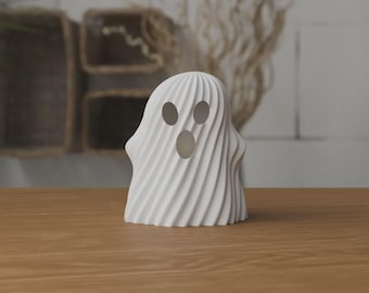 Twisted Ghost LED Tealight Holder: Halloween Shelf Decor