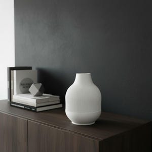 Modern Ribbed Vase, Minimalist Contemporary Home Decor, Decorative Flower Vase image 9