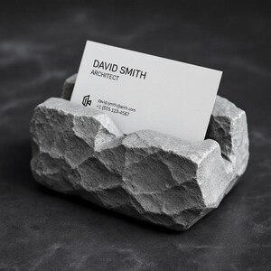 Modern Business Card Holder for Desk, Minimalist Office Organizer, Professional Desk Accessory image 2