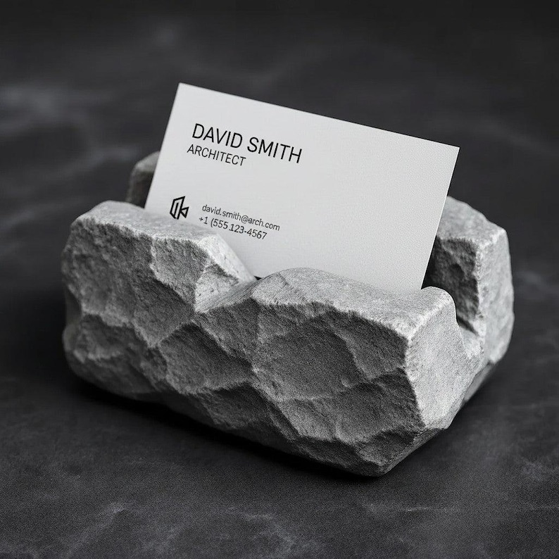 Modern Business Card Holder for Desk, Minimalist Office Organizer, Professional Desk Accessory image 2
