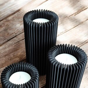 Ribbed LED Candle Holder Set: Flameless Table Decor — view 6, 3D printed home decor made in Malta
