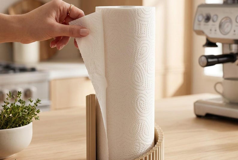 Ribbed Twist Paper Towel Holder: Freestanding Kitchen Roll Stand — top view, 3D printed home decor made in Malta