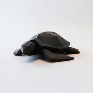 Low Poly Sea Turtle Sculpture, Geometric Ocean Animal Decor, Modern Coastal Shelf Statue image 6