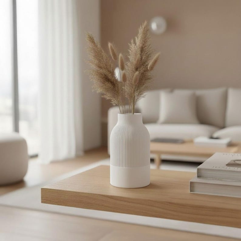 Japandi Two-Tone Minimalist Vase, Scandinavian Japanese Home Decor image 10