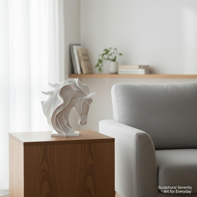 Abstract Horse Sculpture, Modern Equestrian Decor, Geometric Animal Ornament image 18
