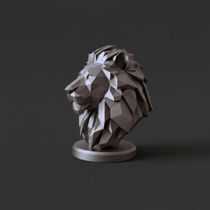 Löwenbüste im Low-Poly-Stil, geometrische Wildtierstatue, moderne Tierdekoration Bild 13