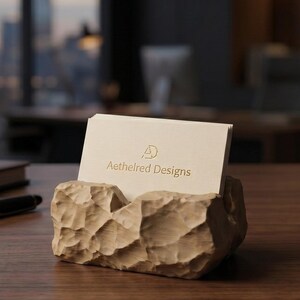 Rock-Style Business Card Holder: Modern Reception Desk Display — view 8, 3D printed home decor made in Malta