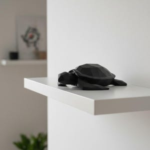 Low Poly Sea Turtle Sculpture, Geometric Ocean Animal Decor, Modern Coastal Shelf Statue image 12