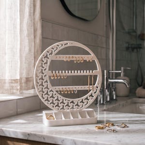 Organisateur de bijoux en forme de croissant de lune, décoration de coiffeuse céleste, support en PLA+ image 4