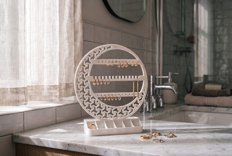 Organisateur de bijoux en forme de croissant de lune, décoration de coiffeuse céleste, support en PLA+ image 4