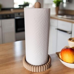 Moderne keukenrolhouder, papieren handdoekhouder, minimalistische opbergruimte voor op het aanrecht, Scandinavisch keukenaccessoire afbeelding 2