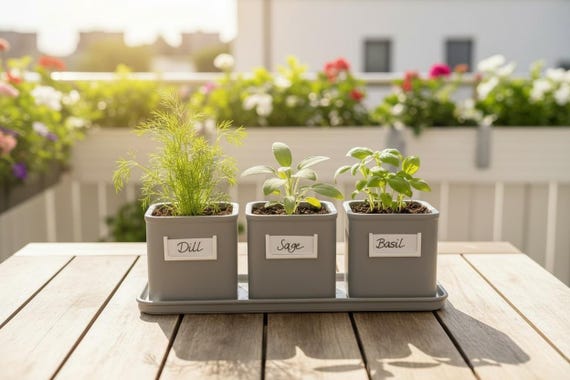 3-Pot Herb Planter Set — handmade HappyLayer homeware