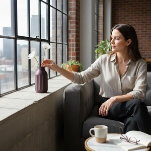 Industrial Design Two-Tone Minimalist Vase, Modern Contemporary Home Decor image 2